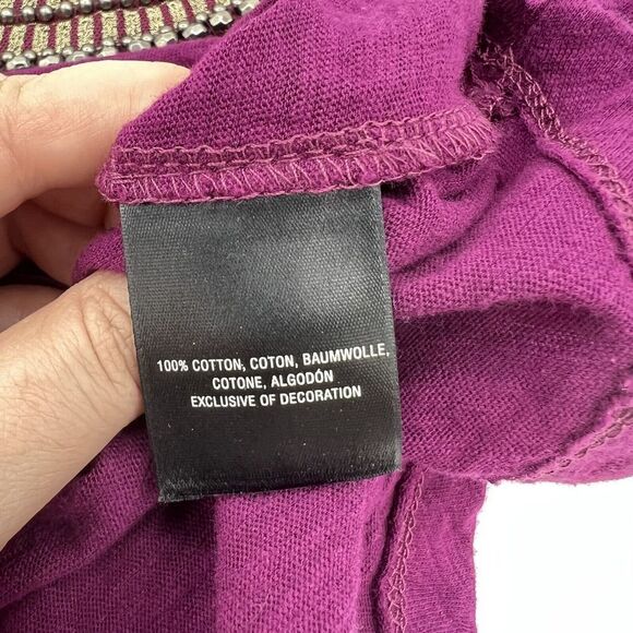 Anthropologie Deletta Beaded Scoop Neck Tee Purple Size XS - Picture 5 of 6